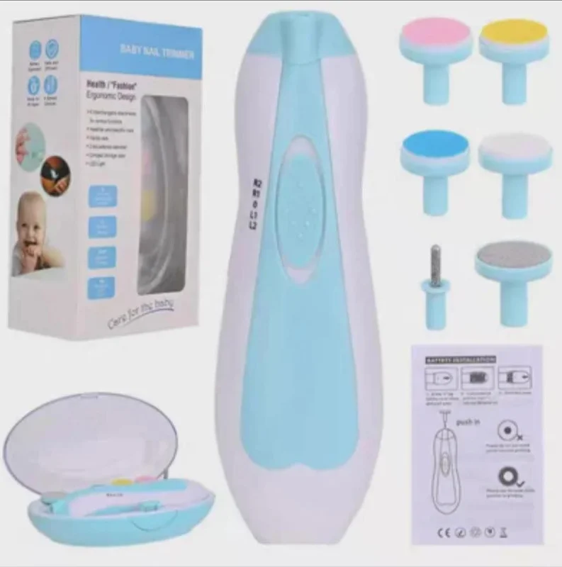 Safe Electric Baby Nail Trimmer Kit – 6-in-1 Professional Infant Grooming Set with LED Light & Silent Motor